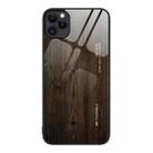 For iPhone 11 Pro Max Wood Grain Glass Protective Case (Black) - 1