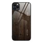 For iPhone 11 Pro Max Wood Grain Glass Protective Case (Black) - 1