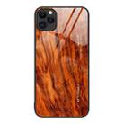 For iPhone 11 Pro Max Wood Grain Glass Protective Case (Light Brown) - 1