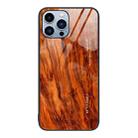For iPhone 13 Pro Max Wood Grain Glass Protective Case (Light Brown) - 1