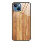 For iPhone 13 Wood Grain Glass Protective Case(Yellow) - 1