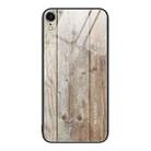 For iPhone XR Wood Grain Glass Protective Case(Grey) - 1
