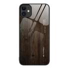 For iPhone 11 Wood Grain Glass Protective Case (Black) - 1