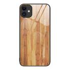 For iPhone 11 Wood Grain Glass Protective Case (Yellow) - 1