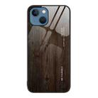 For iPhone 14 Plus Wood Grain Glass Protective Case (Black) - 1