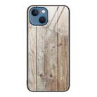 For iPhone 14 Wood Grain Glass Protective Case (Grey) - 1