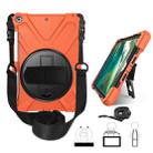 For iPad 9.7 (2018) & (2017) 360 Degree Rotation Silicone Protective Cover with Holder & Hand Strap & Long Strap & Pencil Slot(Orange) - 1