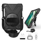 For iPad 9.7 (2018) & (2017) 360 Degree Rotation Silicone Protective Cover with Holder & Hand Strap & Long Strap & Pencil Slot(Black) - 1