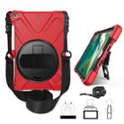 For iPad 9.7 (2018) & (2017) 360 Degree Rotation Silicone Protective Cover with Holder & Hand Strap & Long Strap & Pencil Slot(Red) - 1