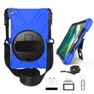For iPad 9.7 (2018) & (2017) 360 Degree Rotation Silicone Protective Cover with Holder & Hand Strap & Long Strap & Pencil Slot(Blue) - 1