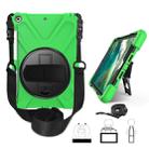 For iPad 9.7 (2018) & (2017) 360 Degree Rotation Silicone Protective Cover with Holder & Hand Strap & Long Strap & Pencil Slot(Green) - 1