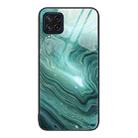 For Samsung Galaxy M32 Marble Pattern Glass Protective Phone Case(Water Waves) - 1