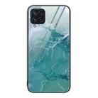 For Samsung Galaxy M32 Marble Pattern Glass Protective Phone Case(Green Ocean) - 1