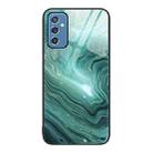 For Samsung Galaxy M52 5G Marble Pattern Glass Protective Phone Case(Water Waves) - 1