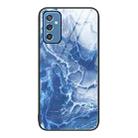 For Samsung Galaxy M52 5G Marble Pattern Glass Protective Phone Case(Blue Ocean) - 1