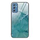 For Samsung Galaxy M52 5G Marble Pattern Glass Protective Phone Case(Green Ocean) - 1