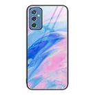 For Samsung Galaxy M52 5G Marble Pattern Glass Protective Phone Case(Pink) - 1