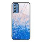 For Samsung Galaxy M52 5G Marble Pattern Glass Protective Phone Case(Ocean Waves) - 1