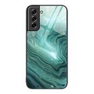 For Samsung Galaxy S21 5G Marble Pattern Glass Protective Phone Case(Water Waves) - 1