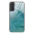 For Samsung Galaxy S21 5G Marble Pattern Glass Protective Phone Case(Green Ocean) - 1