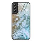 For Samsung Galaxy S21 5G Marble Pattern Glass Protective Phone Case(Beach) - 1