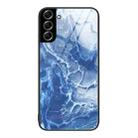 For Samsung Galaxy S22+ 5G Marble Pattern Glass Protective Phone Case(Blue Ocean) - 1