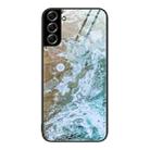 For Samsung Galaxy S22+ 5G Marble Pattern Glass Protective Phone Case(Beach) - 1