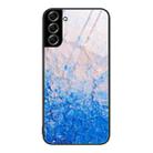 For Samsung Galaxy S22+ 5G Marble Pattern Glass Protective Phone Case(Ocean Waves) - 1