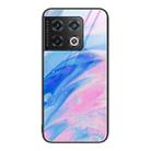 For OnePlus 10 Pro Marble Pattern Glass Protective Phone Case(Pink) - 1