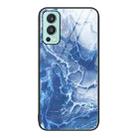 For OnePlus Nord 2 5G Marble Pattern Glass Protective Phone Case(Blue Ocean) - 1