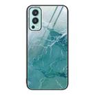 For OnePlus Nord 2 5G Marble Pattern Glass Protective Phone Case(Green Ocean) - 1