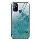 For OnePlus Nord N100 Marble Pattern Glass Protective Phone Case(Green Ocean) - 1