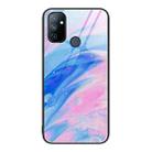 For OnePlus Nord N100 Marble Pattern Glass Protective Phone Case(Pink) - 1