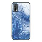 For Realme 7 Marble Pattern Glass Protective Phone Case(Blue Ocean) - 1