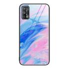 For Realme 7 Marble Pattern Glass Protective Phone Case(Pink) - 1