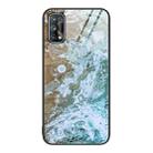 For Realme 7 Marble Pattern Glass Protective Phone Case(Beach) - 1