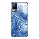 For vivo V21 Marble Pattern Glass Protective Phone Case(Blue Ocean) - 1