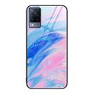 For vivo V21 Marble Pattern Glass Protective Phone Case(Pink) - 1