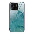 For Xiaomi Redmi 10C Marble Pattern Glass Protective Phone Case(Green Ocean) - 1
