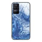 For Xiaomi Redmi K50 Marble Pattern Glass Protective Phone Case(Blue Ocean) - 1