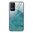 For Xiaomi Redmi K50 Marble Pattern Glass Protective Phone Case(Green Ocean) - 1
