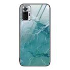 For Xiaomi Redmi Note 10 Pro 4G Global Marble Pattern Glass Protective Phone Case(Green Ocean) - 1