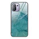 For Xiaomi Mi 11 Pro Marble Pattern Glass Protective Phone Case(Green Ocean) - 1