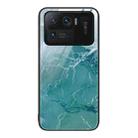 For Xiaomi Mi 11 Ultra Marble Pattern Glass Protective Phone Case(Green Ocean) - 1