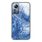 For Xiaomi 12 Pro Marble Pattern Glass Protective Phone Case(Blue Ocean) - 1