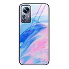 For Xiaomi 12 Pro Marble Pattern Glass Protective Phone Case(Pink) - 1