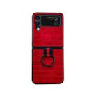 For Samsung Galaxy Z Flip4 Crocodile Texture PU Phone Case With Ring(Red) - 1