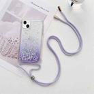 For iPhone 14 Plus Lanyard Gradient Glitter Epoxy Case (Purple) - 1