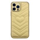 For iPhone 13 D03 Heart PU Leather Electroplated Phone Case(Yellow) - 1