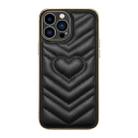 For iPhone 13 D03 Heart PU Leather Electroplated Phone Case(Black) - 1